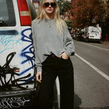 HEY GANG THE BOXY CROP SWEATSHIRT P.E. GREY