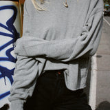 HEY GANG THE BOXY CROP SWEATSHIRT P.E. GREY