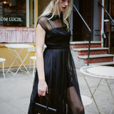 VINTAGE 1950'S CHIFFON PETER PAN COLLAR DRESS
