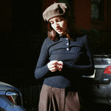 DEMYLEE LUNA SUPERFINE CASHMERE POLO TOP