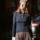 DEMYLEE LUNA SUPERFINE CASHMERE POLO TOP