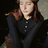 DEMYLEE LUNA SUPERFINE CASHMERE POLO TOP