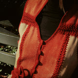 VINTAGE 70s PATCHWORK CROCHET LEATHER VEST