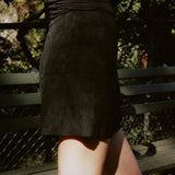 FELICITY BLACK SUEDE MINI SKIRT