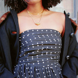 LULA DOT STRAPLESS MAXI DRESS