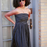 LULA DOT STRAPLESS MAXI DRESS