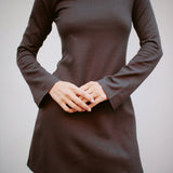 CLOAK & DAGGER BARDOT DRESS CHOCOLAT NOIR