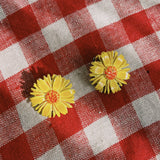 VINTAGE 60'S YELLOW DAISY CLIP ON EARRINGS