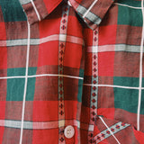 VINTAGE RED & GREEN SS PLAID BUTTON UP