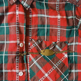 VINTAGE RED & GREEN SS PLAID BUTTON UP