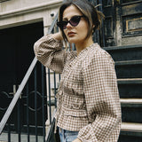 AURORA GINGHAM SMOCKED TOP