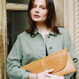 VINTAGE 70'S TOOLED LEATHER CLUTCH