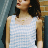 AUDREY GINGHAM SQUARE NECK TOP