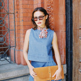 CLAIRE PINSTRIPED DENIM SKORT