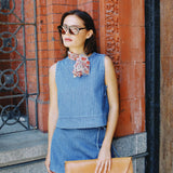 DAKOTA PINSTRIPED DENIM TOP
