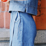 CLAIRE PINSTRIPED DENIM SKORT