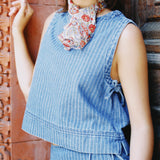 DAKOTA PINSTRIPED DENIM TOP