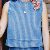 DAKOTA PINSTRIPED DENIM TOP