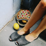EITHER/OR BLACK WOVEN SANDAL