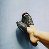 EITHER/OR BLACK WOVEN SANDAL