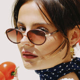 JORDAN BURGUNDY ACETATE OVAL SUNGLASSES