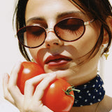 JORDAN BURGUNDY ACETATE OVAL SUNGLASSES