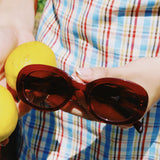 ARIA ACETATE WOMENS OVAL SUNGLASSES DARK CHERRY