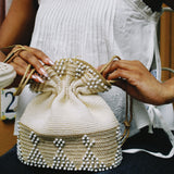 VINTAGE BEADED DRAWSTRING PURSE