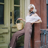 ELENA BROWN LINEN PANT
