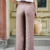 ELENA BROWN LINEN PANT