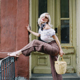 ELENA BROWN LINEN PANT