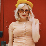 STEVIE STRIPED BUTTON-FRONT TOP