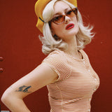 STEVIE STRIPED BUTTON-FRONT TOP