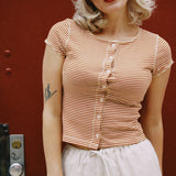STEVIE STRIPED BUTTON-FRONT TOP
