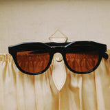 CAMERON ACETATE ROUND SUNGLASSES BLACK/BROWN