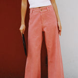 GISELLE RED GINGHAM DENIM PANT