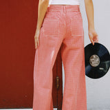 GISELLE RED GINGHAM DENIM PANT