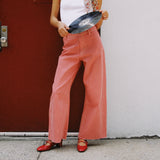 GISELLE RED GINGHAM DENIM PANT