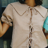 HAZEL GINGHAM TIE FRONT TOP