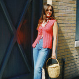 VINTAGE 70'S RED CROCHET VEST