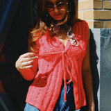 VINTAGE 70'S RED CROCHET VEST