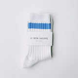 LE BON SHOPPE HER VARSITY SOCK WHITE PERIWINKLE