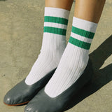 LE BON SHOPPE HER VARSITY SOCK WHITE KELLY