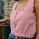 DUVALL RED GINGHAM TOP