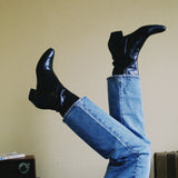 VINTAGE SALVATORE FERRAGAMO BLACK BOOTS 9.5
