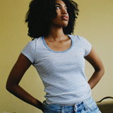 STRIPE SCOOP RIBSY TEE