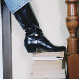 VINTAGE SALVATORE FERRAGAMO BLACK BOOTS 9.5