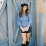 ANCHOR CHUNKY KNIT CROP SLEEVE SWEATER