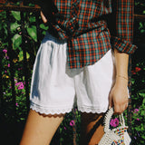 DAISY LACE TRIM COTTON SHORT