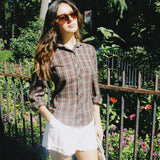 VINTAGE COWGIRL PLAID BUTTON UP SHIRT